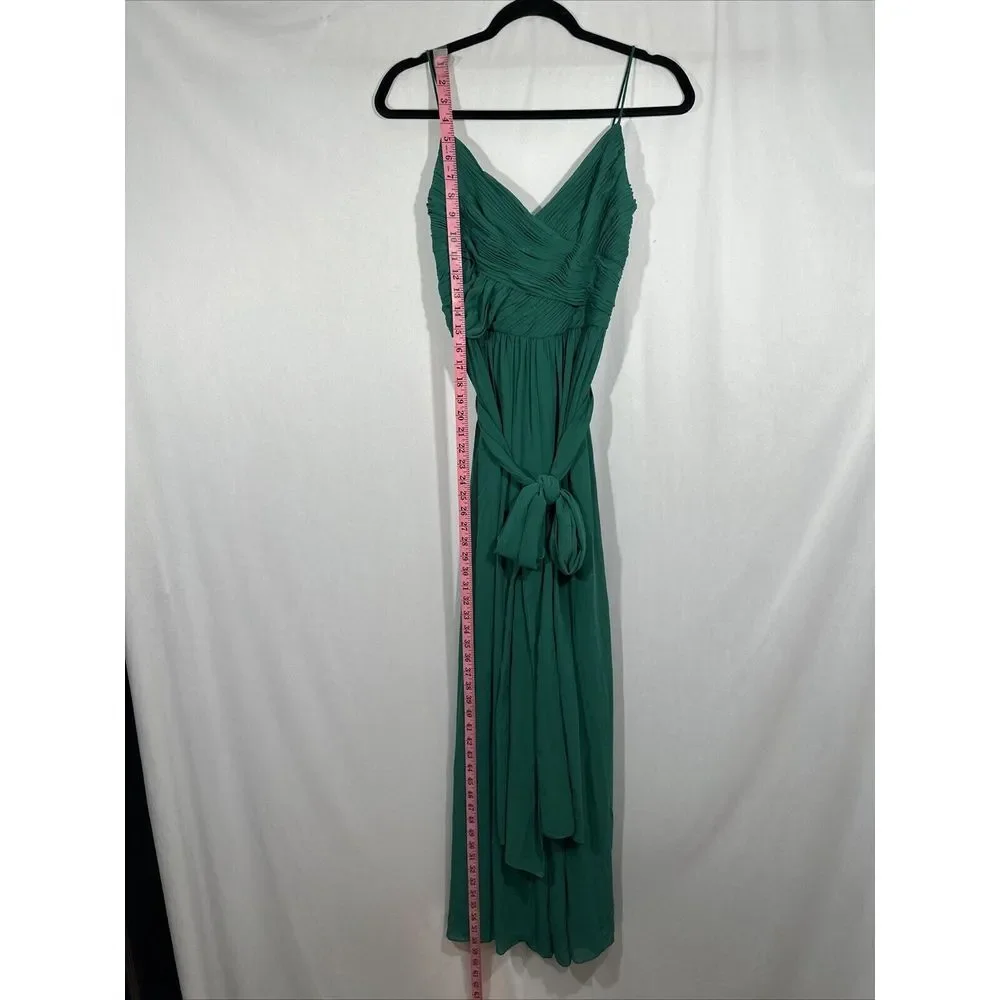 NWD IEENA Mac Duggal [ XS‎ ] 2651 Ruched Sleeveless Tie Jumpsuit Emerald Green